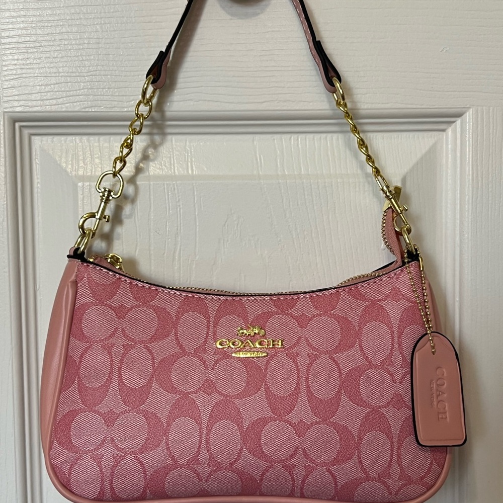 Coach Pink and Gold Shoulder Bag
